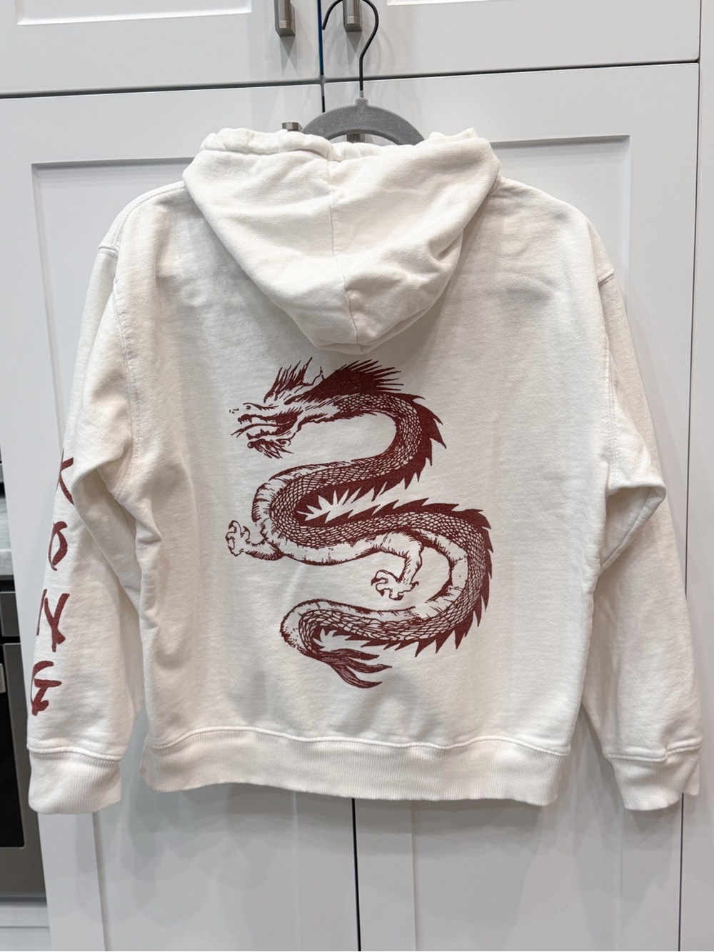 Brandy Melville/John Galt White Hong Kong Dragon Sweatshirt Hoodie OS - Picture 4 of 9